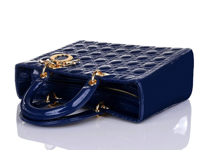 replica jumbo lady dior patent leather bag 6322 royablue with gold - Click Image to Close